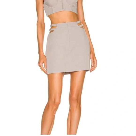 NWT Camila Coelho Cutout Jana Mini Skirt in Grey - Picture 4 of 8